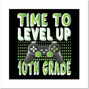 Time To Level Up 10th Grade Kids Video Game Theme Party design Posters and Art